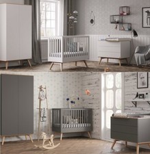 Babyzimmer Kinderzimmer komplett NILS weiß / grafit Schrank Kommode Bett Schrank