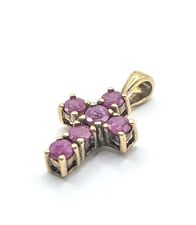 Filigraner Vintage Kreuz Anhänger Rubin 925 Silber vergoldet Art.-Nr:1742