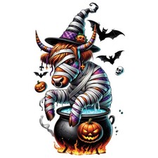 3x Halloween Highland cow car