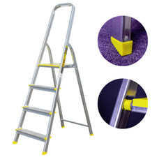 Haushaltsleiter mit 4 Stufen – Profi-Leiter aus Aluminium 2,78m Arbeitshöhe 