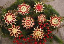 Strohsterne Rot Handarbeit Baumschmuck Advent Sterne Weihnachten Dekoration