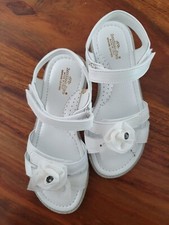 Zecchino d'oro 32 Sandalen Weiß Blume Schleife weich Leder Glitzer