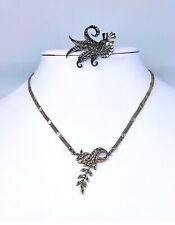 Markasiten Collier + Brosche * 800 + 925 Silber * Antik / Halskette Kette Set