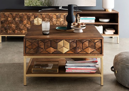 Couchtisch 74x74cm massivholz - couchtisch,