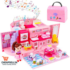 deAO Tragbares Puppenhaus -