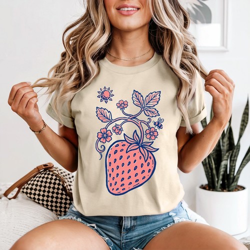 Vintage erdbeere damen - damen, t-shirt