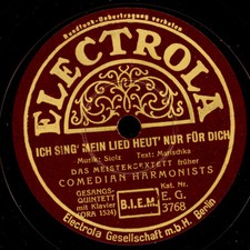 COMEDIAN HARMONISTS  Ich sing mein Lied heut nur.../ Drunt' in der Lobau   S5714