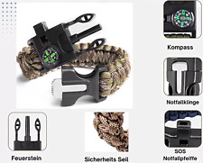 Paracord Armband mit Feuerstein Kompass Pfeife und Feuerstarter Restposten Neu
