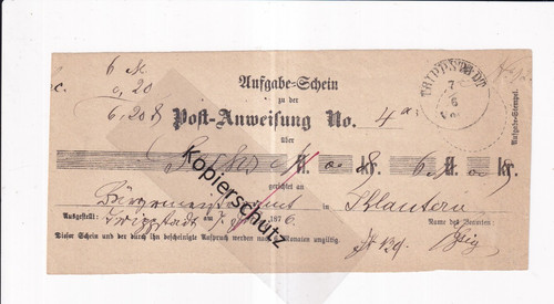 Aufgabeschein post anweisung - aufgabeschein, post-anweisung