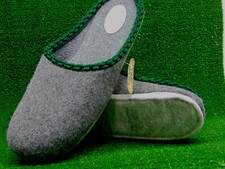 Filzpantoffeln mit dicken Filz Sohlen, Größe 43, Wollfilz, grau, superleicht,