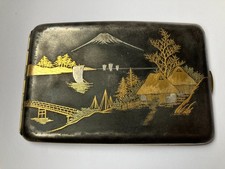 antike Zigarettenetui Komai Japan Damaszener, K24 Gold und Silber, Sammlerstueck