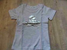 BALBINA schönes gestreiftes Shirt m. silbernem Frosch Gr. 128/134 NEUw. ST117