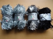 Strickgarn Wolle Strickwolle Fransengarn Effektgarn  Basics grau-schwarz