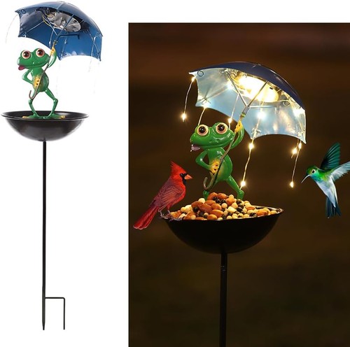 Solar frosch gartenfiguren mit - solar,