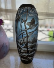 Überfangglas Vase Frankreich geätzt Signiert Glasvase Jugendstil 50er Jahre