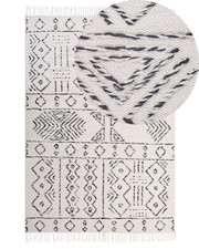 Wollteppich Weiß /Schwarz