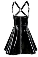 Schwarz PVC Mini Kleid Ouvert