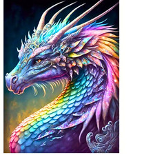 Kunstvolles, buntes Drachenmotiv 5D Diamond painting Set ohne Bilderrahmen 20x30