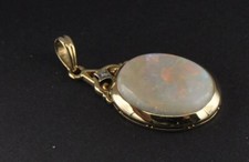 Anhänger groß Milch Opal Diamant l 585 Gold Neu wertig