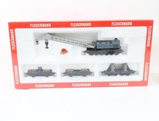 Fleischmann H0 5597 Güterwagenset 4-tlg. Kranwagen mit Schutzwagen DB