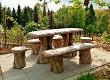 🔶 Sitzgruppe Stein Holz