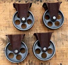 4 Gussräder 125mm Möbelräder Bockrollen Retro Vintage Industrie Design Räder