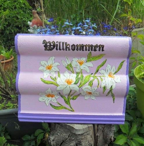 Dachziegel schild handbemalt - schild,