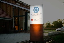 Werbepylon, Rostoptik, LED beleuchtet, H=1650 mm