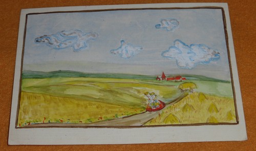 Heuernte dorf mit kirche - heuernte,