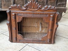 antiker Gründerzeit Vogelkäfig 42x39x20cm Säulen Holz Kästchen mit Gitter