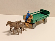 Wiking Pferdegespann Pferdewagen alt 50er Jahre 1:87 H0 alte Deichselaufhängung