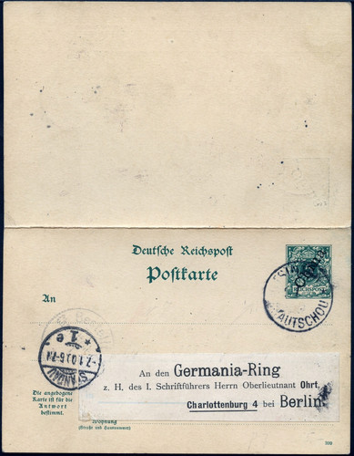 Kiautschou 1899 doppelkarte - kiautschou,