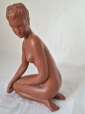 Keramik Aktfigur sitzende Frau 60er Jahre Wormser Terra Sigillata Vintage 30 cm