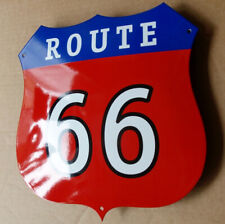 ROUTE 66 = Altes Emailschild München um 1995 MAKELLOS Auto Motorrad Highway KULT