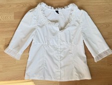 NEU: Shein Raffinierte edle Rüschen-Bluse, weiß,  Gr. L