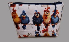 Handarbeit *Unikat* Allzweck - Kosmetiktäschchen wasserabweisend  lustige Hühner
