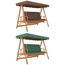2 in 1 Hollywoodschaukel mit Liegefunktion, 3-Sitzer Gartenschaukel aus Holz