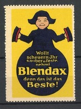 Reklamemarke Blendax ist das Beste Scheuerpulver, Mädchen mit zwei Bürsten an d 