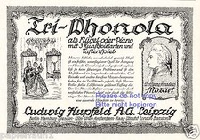 Tri Phonola Klavier Reklame von 1924 Mozart Hupfeld Barock Tasten Notenrolle +