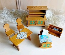 Puppenstube Küche Möbel DDR Holz Spielzeug Puppenhaus Vintage Ostalgie Schrank