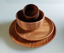 Akazienholz Geschirr-Set - Teller in 2 Größen, Schüssel, Becher - Akazie 4teilig