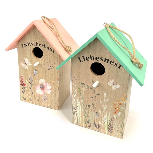 2er set holz vogelhaus - set,