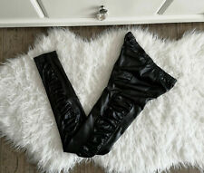 MELROSE ❤ Skinny Leder Leggings schwarz S36 Raffung Kunstleder Hose Leggins