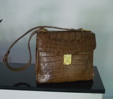 Schöne, exclusive Handtasche Schultertasche aus echtem Leder Kroko IRV Vintage