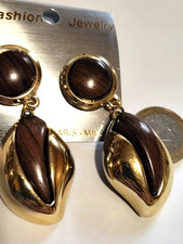 Ohrclips goldfarben braun