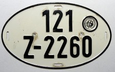 Altes Nummernschild Deutschland vom Zoll 11/1951 - 1967, 121 = Osnabrück.