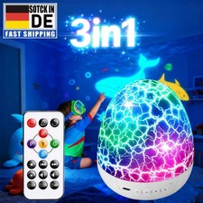 Kinder Nachtlicht Projektor mit Sternenhimmel & Dino Ei – 3in1 USB Deko DHL