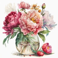 Wandbild Pfingstrosen Glas