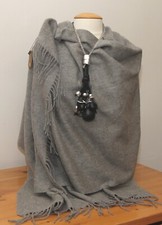 Schal XXL 100% Wolle grau Tuch