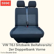 VW T5 T6 T6.1 Sitzbank Sitz Beifahrersitz 2er Doppelbank Vorne „Double Grid”